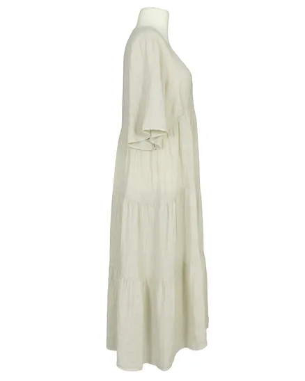 Leinenkleid V-Ausschnitt in beige von Puro Lino