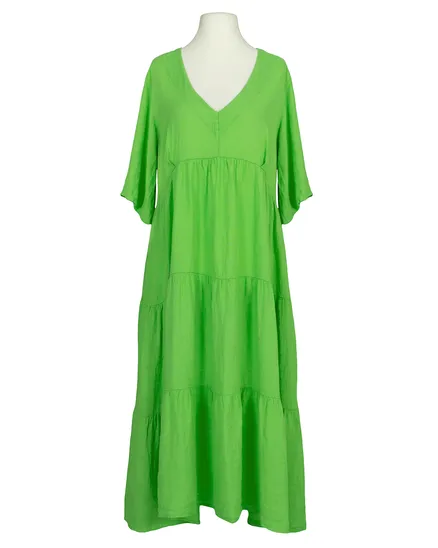 Leinenkleid V-Ausschnitt in gr�n von Puro Lino