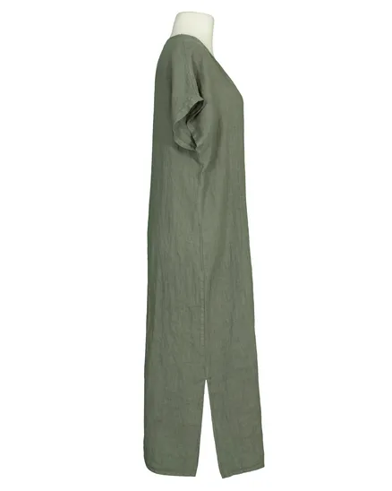 Leinenkleid V-Ausschnitt in khaki von Puro Lino