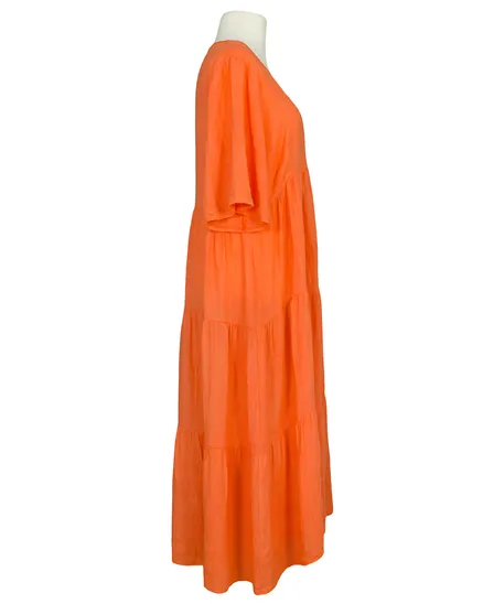 Leinenkleid V-Ausschnitt in orange von Puro Lino