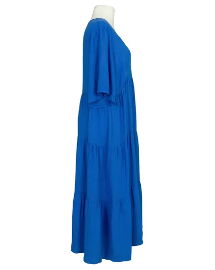 Leinenkleid V-Ausschnitt in royalblau von Puro Lino