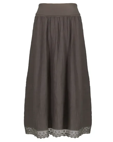 Leinenrock mit Spitze in braun von Made in Italy