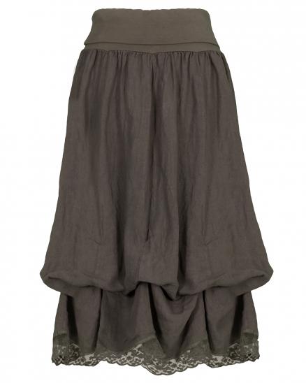 Leinenrock mit Spitze in braun von Made in Italy