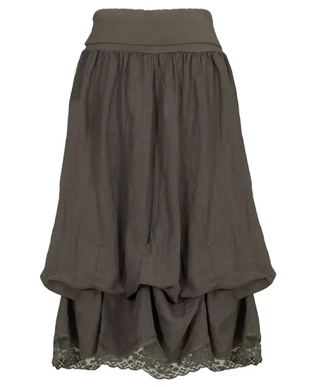 Leinenrock mit Spitze in braun von Made in Italy