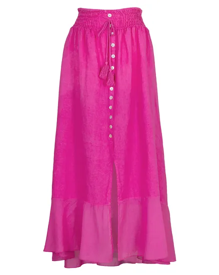 Leinenrock mit Volant in pink von Made in Italy