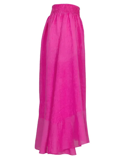 Leinenrock mit Volant in pink von Made in Italy