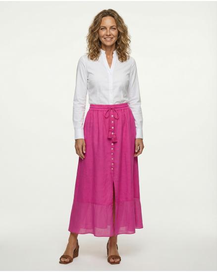 Leinenrock mit Volant in pink von Made in Italy