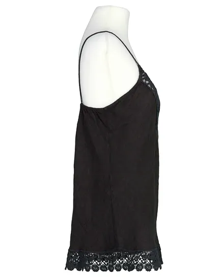 Leinentop mit Spitze in schwarz von New Collection