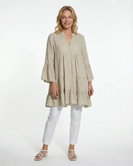Leinentunika A-Linie in beige von H. Trend