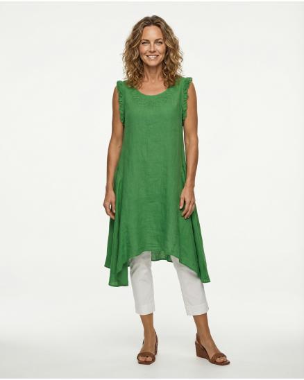 Leinentunika B�ndchenstickerei in gr�n von Puro Lino