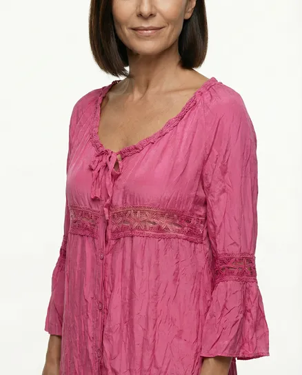 Long Bluse mit Seide in pink von Exquisss Paris