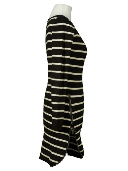 Long Pullover Streifen in schwarz von Miss Kiss