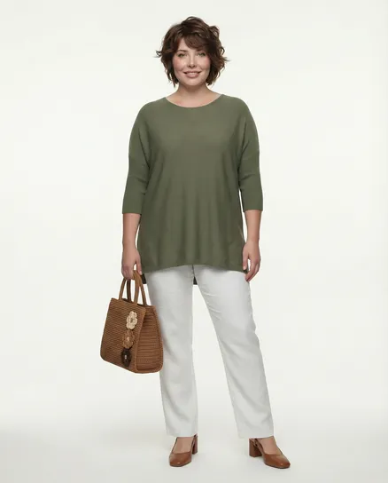 Long Pullover Viskose in khaki von fashion made in italy