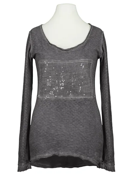 Long Shirt mit Pailletten in grau von Calzonie Italy