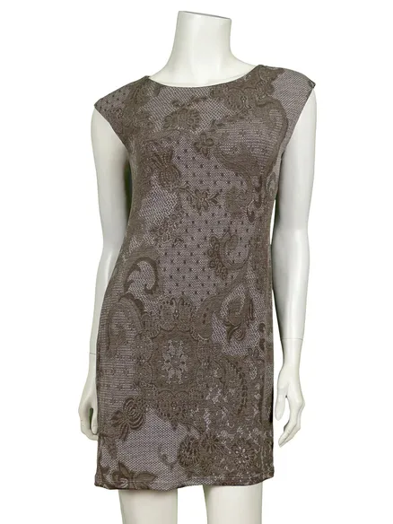 Long Shirt Spitzenprint in braun von Diana