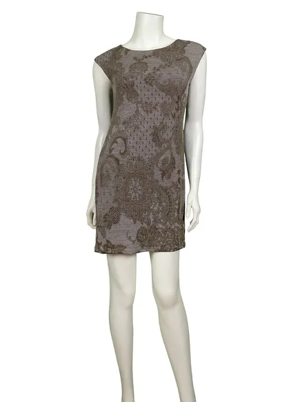 Long Shirt Spitzenprint in braun von Diana