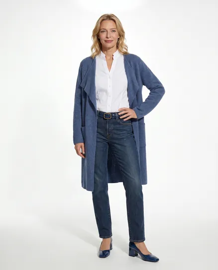 Long Strickh�lle in jeansblau von Spaziodonna