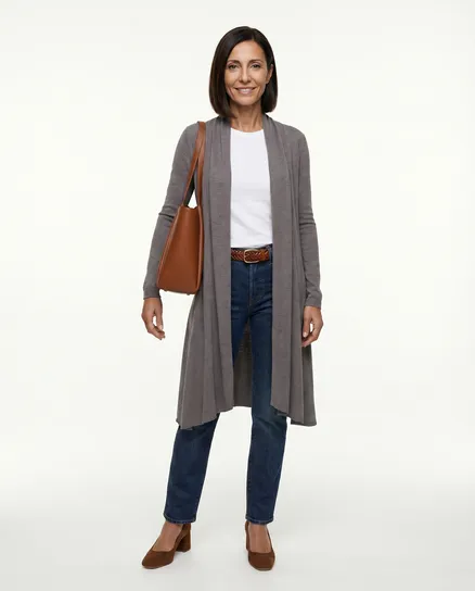 Long Strickjacke in braun von Beauty Women