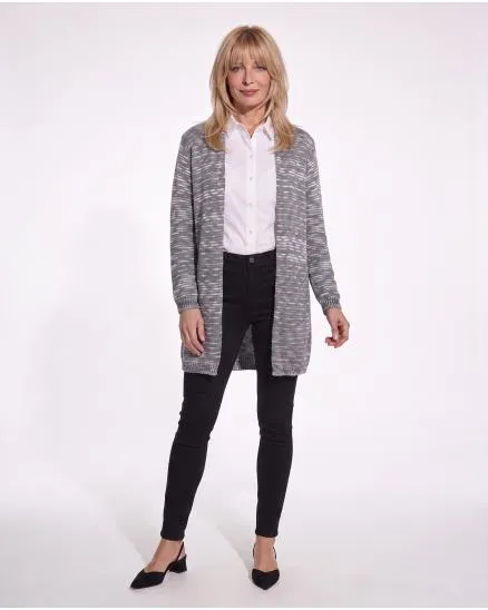 Long Strickjacke in grau von Spaziodonna