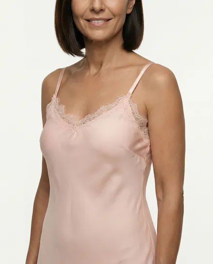 Long Top mit Spitze in apricot von New Collection