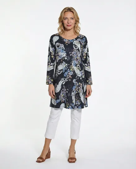 Long Tunika Floral in schwarz von Royal Estetica
