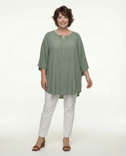 Long Tunika Viskose in khaki von Spaziodonna