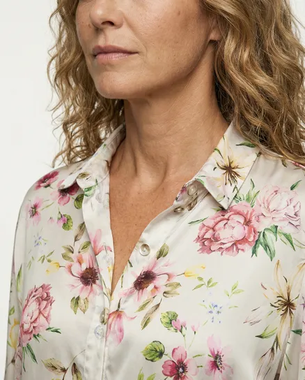 Longbluse Blumenmuster in creme von Chiara Moda