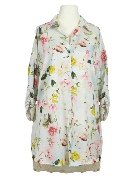 Longbluse Blumenmuster in hellblau von New Collection