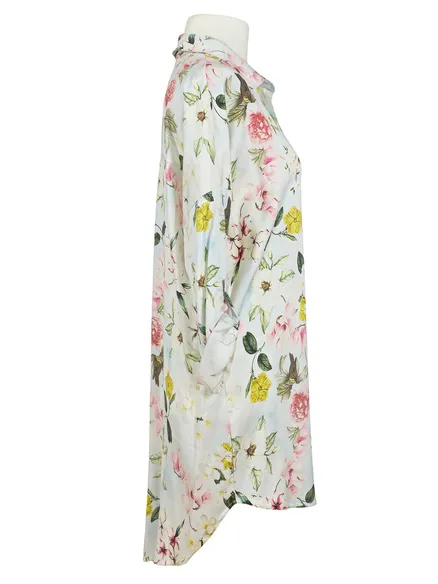 Longbluse Blumenmuster in hellblau von New Collection