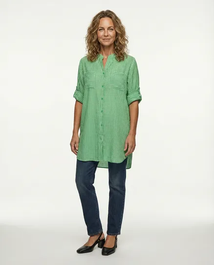 Longbluse gestreift in gr�n von Made in Italy