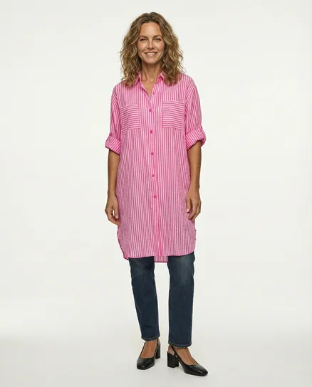 Longbluse gestreift in pink von Made in Italy
