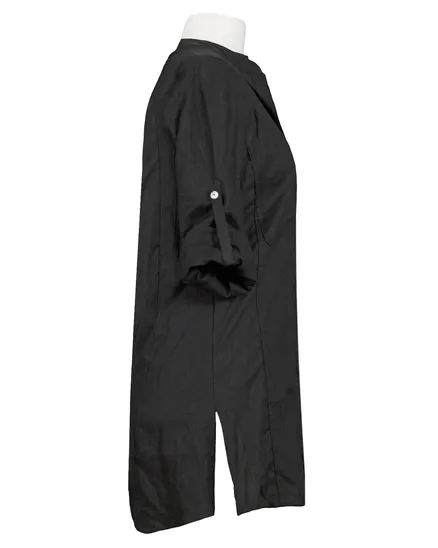 Longbluse Stehkragen Leinen in schwarz von RESTART