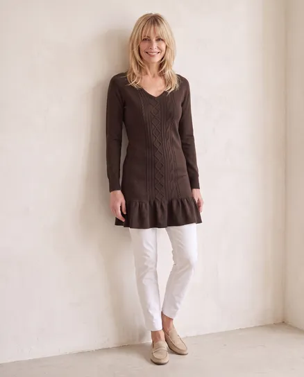 Longpullover mit Cashmere in braun von fashion made in italy
