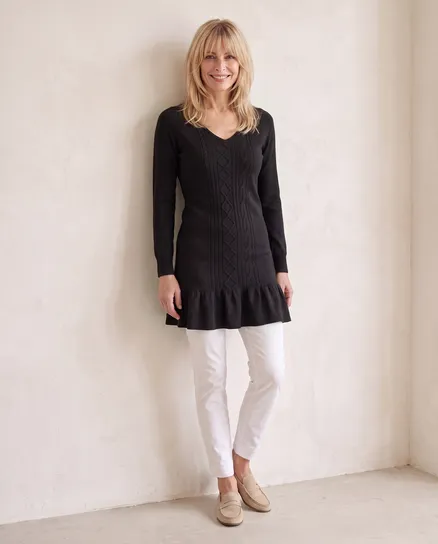 Longpullover mit Cashmere in schwarz von fashion made in italy