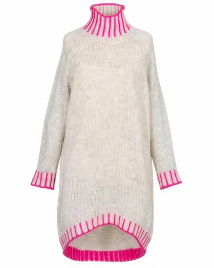 Longpullover mit Kontrastdetails in beige von Made in Italy
