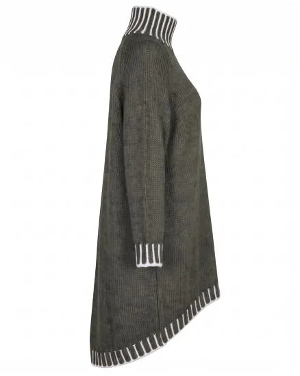 Longpullover mit Kontrastdetails in oliv von Made in Italy
