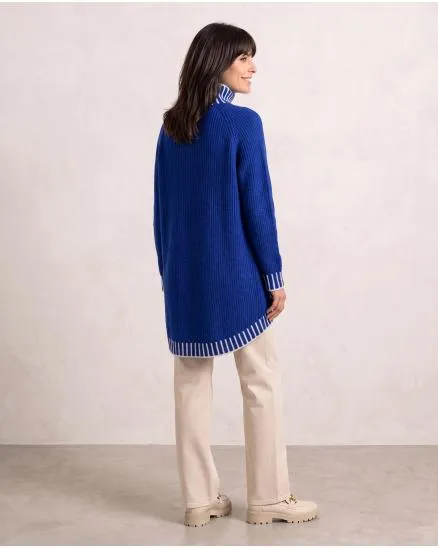 Longpullover mit Kontrastdetails in royalblau von Made in Italy