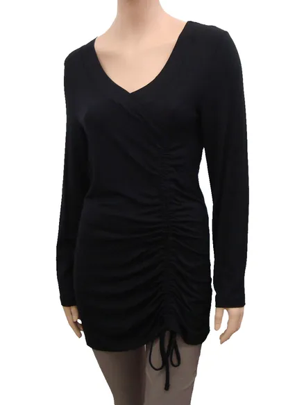 Longshirt mit Raffung in schwarz von RESTART