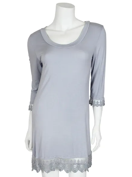 Longshirt mit Spitze in grau von fashion made in italy