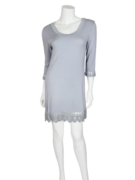 Longshirt mit Spitze in grau von fashion made in italy