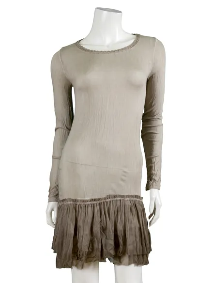 Longshirt mit Spitze in braun von Miss Carla