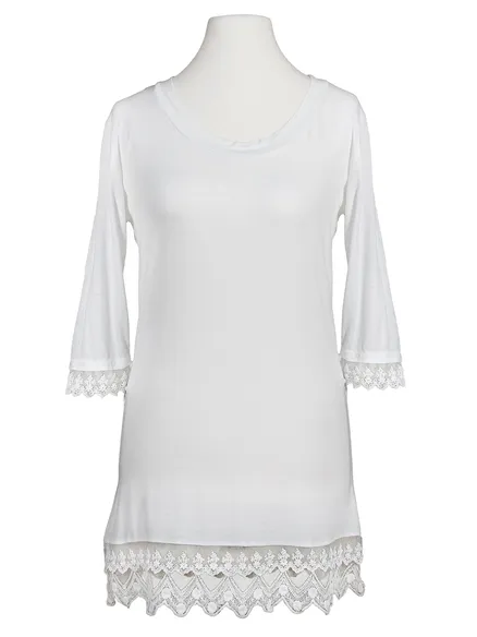 Longshirt mit Spitze in wei� von fashion made in italy