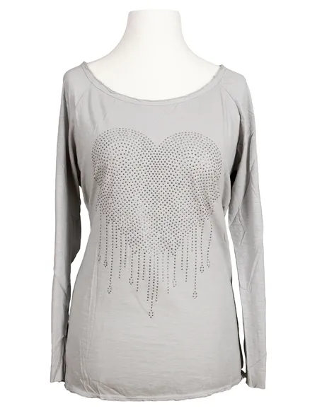 Shirt Herz in hellgrau von Spaziodonna