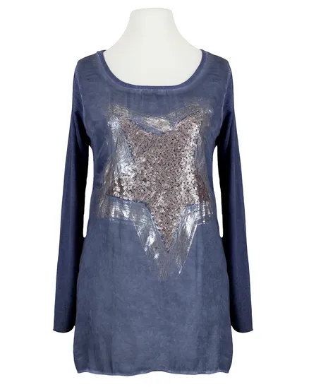Longsleeve mit Seide in blau von Spaziodonna