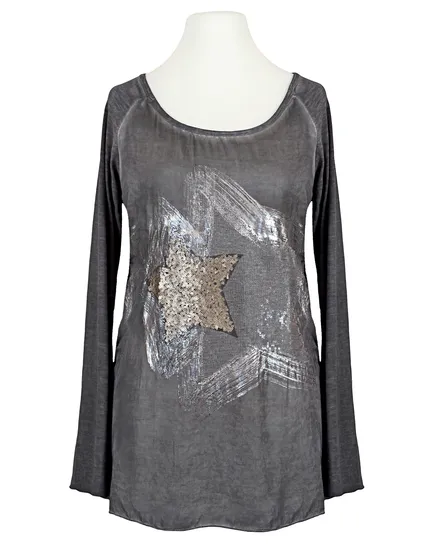 Longsleeve mit Seide in grau von Spaziodonna