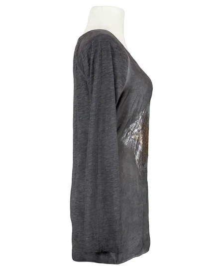 Longsleeve mit Seide in grau von Spaziodonna