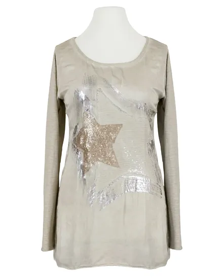 Longsleeve mit Seide in beige von Spaziodonna