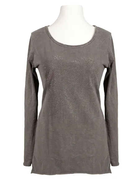 Longsleeve Shirt Herz in braun von Spaziodonna