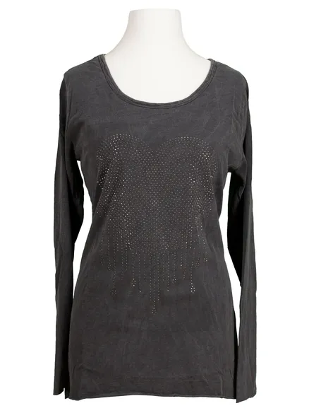 Longsleeve Shirt Herz in grau von Spaziodonna