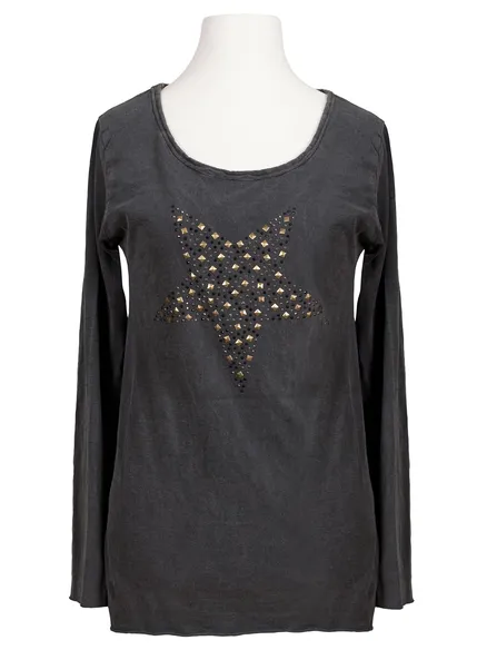 Longsleeve Shirt mit Stern in grau von Spaziodonna